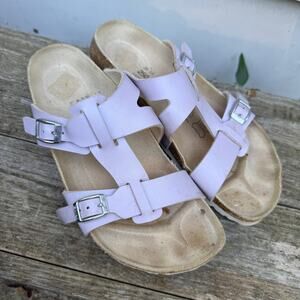 Birkenstock Birki's Nias Pastel Lilac Purple H Slide Strap Sandals 39 L8 M6